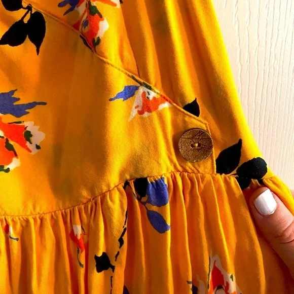 Urban Outfitters Yellow Pippa Floral Halter Mini Dress, Summer Sundress UO - Picture 6 of 12